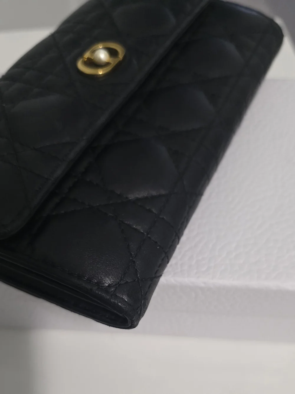 Dior Black Quilted Leather Wallet with Gold-Tone Hardware